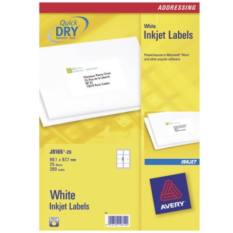 Avery J8165-25 etichetta per corrispondenza Bianco (J8165-25)