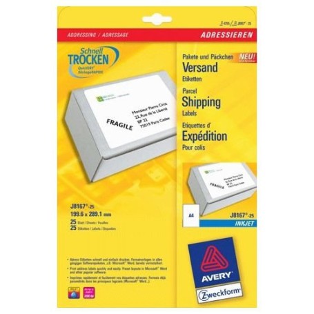 Avery J8167-25 etichetta per corrispondenza Bianco (J8167-25)