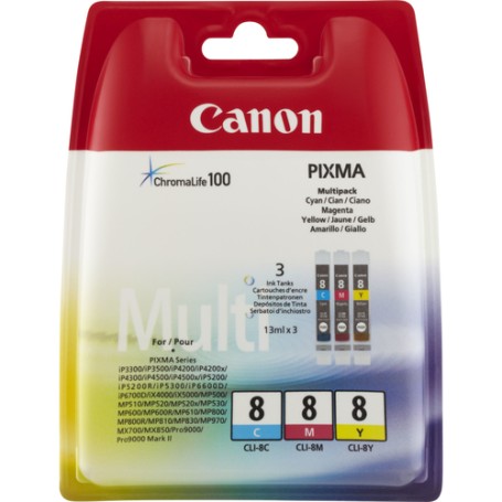 Canon CLI-8 C/M/Y cartuccia d'inchiostro 3 pz Originale Ciano, Magenta, Giallo (0621B029)
