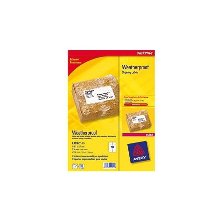 Avery Weatherproof Shipping Labels etichetta autoadesiva Bianco 250 pz (L7992-25)