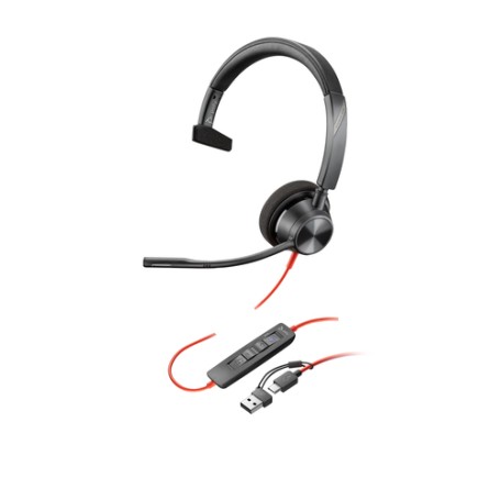 POLY Cuffie Blackwire 3310 certificate per Microsoft Teams + adattatore USB-C/A TAA (760Q7AA)