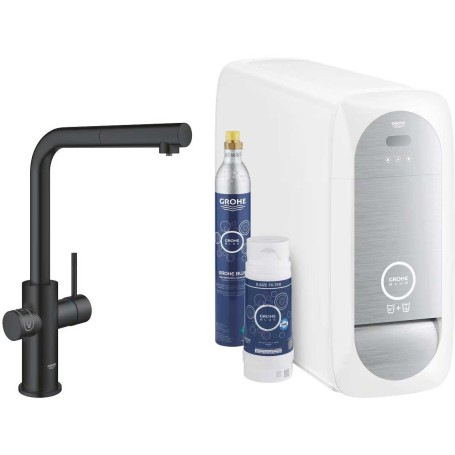 Grohe Blue Home Duo 31539KS0 - Kit di avviamento con bocca a L, con bocca estraibile, nero velluto