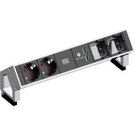 Bachmann DESK 2 prolunghe e multiple 0,2 m 2 presa(e) AC Nero, Acciaio inox (902.429)