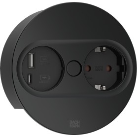 Bachmann 946.104 presa energia Type F + USB A + USB C Nero