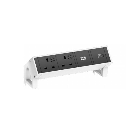 Bachmann DESK 2 prolunghe e multiple 2 presa(e) AC Interno Nero, Bianco (902.945)
