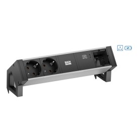 Bachmann Desk 2 Alu prolunghe e multiple 2 presa(e) AC Interno Alluminio, Nero (937.315)