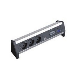 Bachmann DESK 1 prolunghe e multiple 3 presa(e) AC Nero, Grigio (339.1005)