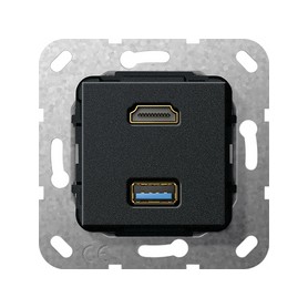GIRA 4847141 presa energia HDMI + USB A Nero (567910)