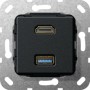 GIRA 4847141 presa energia HDMI + USB A Nero (567910)