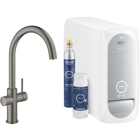 Grohe Blue Home Duo 31455AL1 - Kit di avviamento con bocca a C, con bocca fissa, finitura grafite spazzolata dura