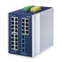PLANET Industrial L2+ 24-Port Managed Switch IGS-4215-24T4X Gestito L2+ Gigabit Ethernet (10/100/1000) Alluminio, Blu