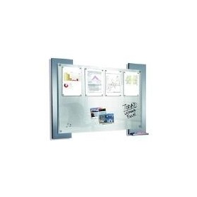 kerkmann Infoboard Look (B)900 x (H)700 mm, Innenbereich aus satiniertem Glas, Metall-Rückwand aus Stahl, - 1 Stück (6518)