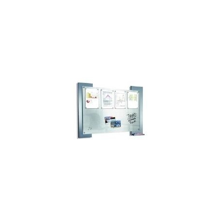 kerkmann Infoboard Look (B)900 x (H)700 mm, Innenbereich aus satiniertem Glas, Metall-Rückwand aus Stahl, - 1 Stück (6518)