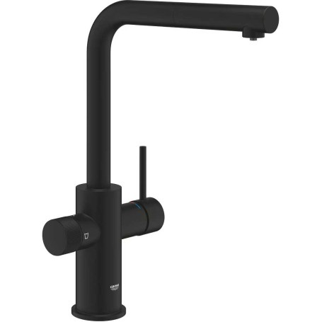 Rubinetto monocomando Grohe Blue Pure 30590KF0 - Bocchetta a L con doccetta estraibile, colore nero fantasma.