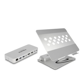 DeLOCK Supporto per tablet e portatile con docking station integrata 4K - HDMI / DisplayPort / LAN / Hub / HDR / PD (18442)