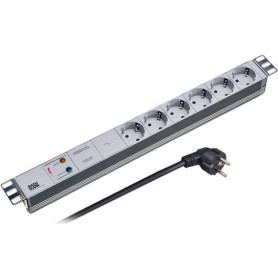 19" 1HE Steckdosenleiste 6 x Schutzkontakt mit ÜSS + Netzfilter, schwarz Hersteller: Bachmann (691689SW)