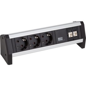 Bachmann DESK 1 prolunghe e multiple 2 m 3 presa(e) AC Interno Nero, Argento (902.195)