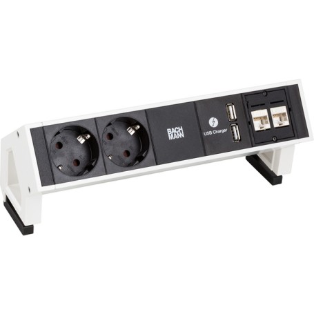Bachmann DESK 2 prolunghe e multiple 2 m 2 presa(e) AC Interno Nero, Bianco (902.358)