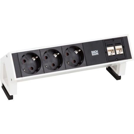 Bachmann DESK 2 prolunghe e multiple 2 m 3 presa(e) AC Interno Nero, Bianco (902.357)