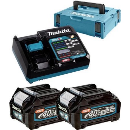 MAKITA 191V07-0 - Power Source-Kit passend für XGT-Geräte (40V XGT Li-Ionen | bestehend aus 2x BL4020 Akku 2,0 Ah, DC40RA Schn