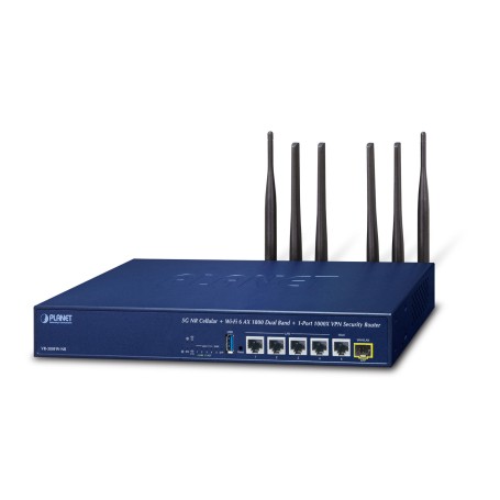 PLANET 5G NR Cellular + Wi-Fi 6 router wireless Gigabit Ethernet Dual-band (2.4 GHz/5 GHz) Blu (VR-300FW-NR)