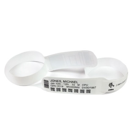 Zebra ZIPRD3015155 cinturino da polso Bianco Braccialetti da ospedale