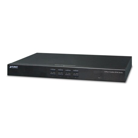 PLANET 8-Port Combo IP KVM Switch: switch per keyboard-video-mouse (kvm) Montaggio rack Nero (IKVM-210-08)
