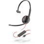 POLY Blackwire C3210 Auricolare Cablato A Padiglione Musica e Chiamate USB tipo-C Nero, Rosso (209748-104)
