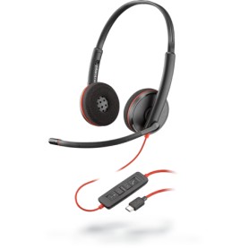 POLY Blackwire 3220 Auricolare Cablato A Padiglione Ufficio USB tipo-C Nero, Rosso (209749-22)