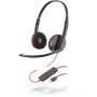 POLY Blackwire 3220 Auricolare Cablato A Padiglione Ufficio USB tipo-C Nero, Rosso (209749-22)