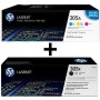 HP Original 305A/ 305X Toner 4er Set schwarz hohe Kapazität,cyan, magenta, gelb (Tri-Pack CF370AM, CE410X) (OPCF370AM/CE410X)