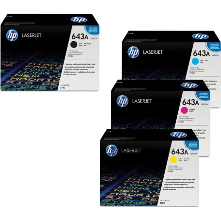 HP Original 643A Toner 4er Set schwarz, cyan, magenta, gelb(Q5950A, Q5951A, Q5952A, Q5953A) (OPQ5950A)
