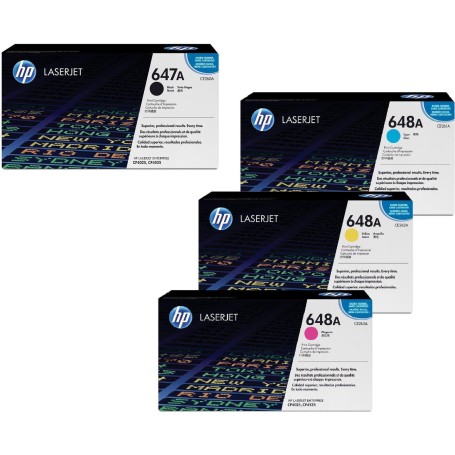 HP Original 647A/ 648A Toner 4er Set schwarz, cyan, magenta,gelb (CE260A, CE261A, CE262A, CE263A) (OPCE260A)