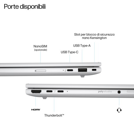 HP EliteBook 8 G1i 16 inch Notebook AI PC Wolf Pro Security Edition Intel Core Ultra 5 225U Computer portatile 40,6 cm (16") WUX (D76F6AT#ABZ)
