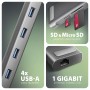 Axagon HMC-10HLS replicatore di porte e docking station per laptop Cablato USB 3.2 Gen 1 (3.1 Gen 1) Type-C Nero, Grigio