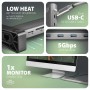 Axagon HMC-10HLS replicatore di porte e docking station per laptop Cablato USB 3.2 Gen 1 (3.1 Gen 1) Type-C Nero, Grigio