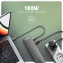 Axagon HMC-10HLS replicatore di porte e docking station per laptop Cablato USB 3.2 Gen 1 (3.1 Gen 1) Type-C Nero, Grigio