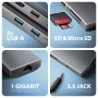 Axagon HMC-8HLSA replicatore di porte e docking station per laptop Cablato USB 3.2 Gen 1 (3.1 Gen 1) Type-C Grigio