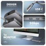 Axagon HMC-8HLSA replicatore di porte e docking station per laptop Cablato USB 3.2 Gen 1 (3.1 Gen 1) Type-C Grigio