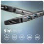 Axagon HMC-5H8K USB 5Gbps hub 2x USB-A USB-C HDMI 8k/30Hz PD 100W kabel USB-C Cablato USB 3.2 Gen 1 (3.1 Gen 1) Type-C Grigio