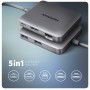Axagon N HMC-5HL USB 5Gbps hub 2x USB-A HDMI 4k/60Hz RJ-45 GLAN PD 100W kabel USB-C Cablato USB 3.2 Gen 1 (3.1 Gen 1) Type-C Arg