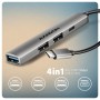Axagon HUB USB HUE-STC, 4x USB ALU STRIP hub, 1x USB-A 5Gbps, 2x USB-A & 1x USB-C 480Mbps, kabel USB-C 12cm USB 3.2 Gen 1 (3.1 G