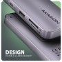 Axagon HMC-6GM2 USB 10Gbps hub USB-A USB-C HDMI M.2 SD/mSD PD 100W USB-C Cablato USB 3.2 Gen 2 (3.1 Gen 2) Type-C Grigio