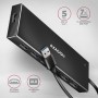 Axagon HUE-F7A 7x USB 3.2 Gen 1 ALU FLAT hub micro power IN 1m USB-A USB 3.2 Gen 1 (3.1 Gen 1) Type-A 5000 Mbit/s Nero