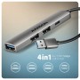 Axagon HUB USB HUE-STA, 4x USB ALU STRIP hub, 1x USB-A 5Gbps, 2x USB-A & 1x USB-C 480Mbps, kabel USB-A 12cm USB 3.2 Gen 1 (3.1 G