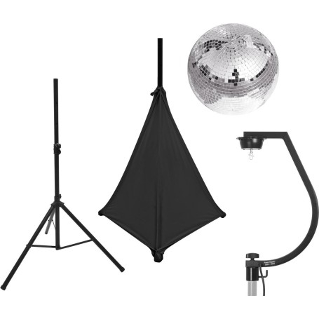 EUROLITE Set Spiegelkugel 30cm mit Stativ und Segel schwarz (20000705)