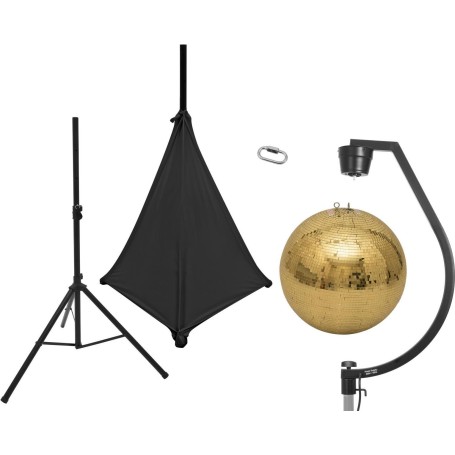 EUROLITE Set Spiegelkugel 50cm gold mit Stativ und Segel schwarz (20000707)