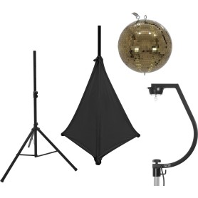 EUROLITE Set Spiegelkugel 30cm gold mit Stativ und Segel schwarz (20000704)