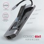 Axagon HMC-6M2 replicatore di porte e docking station per laptop Cablato USB 3.2 Gen 1 (3.1 Gen 1) Type-C Alluminio