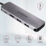 Axagon HMC-5 replicatore di porte e docking station per laptop Cablato USB 3.2 Gen 1 (3.1 Gen 1) Type-C Grigio